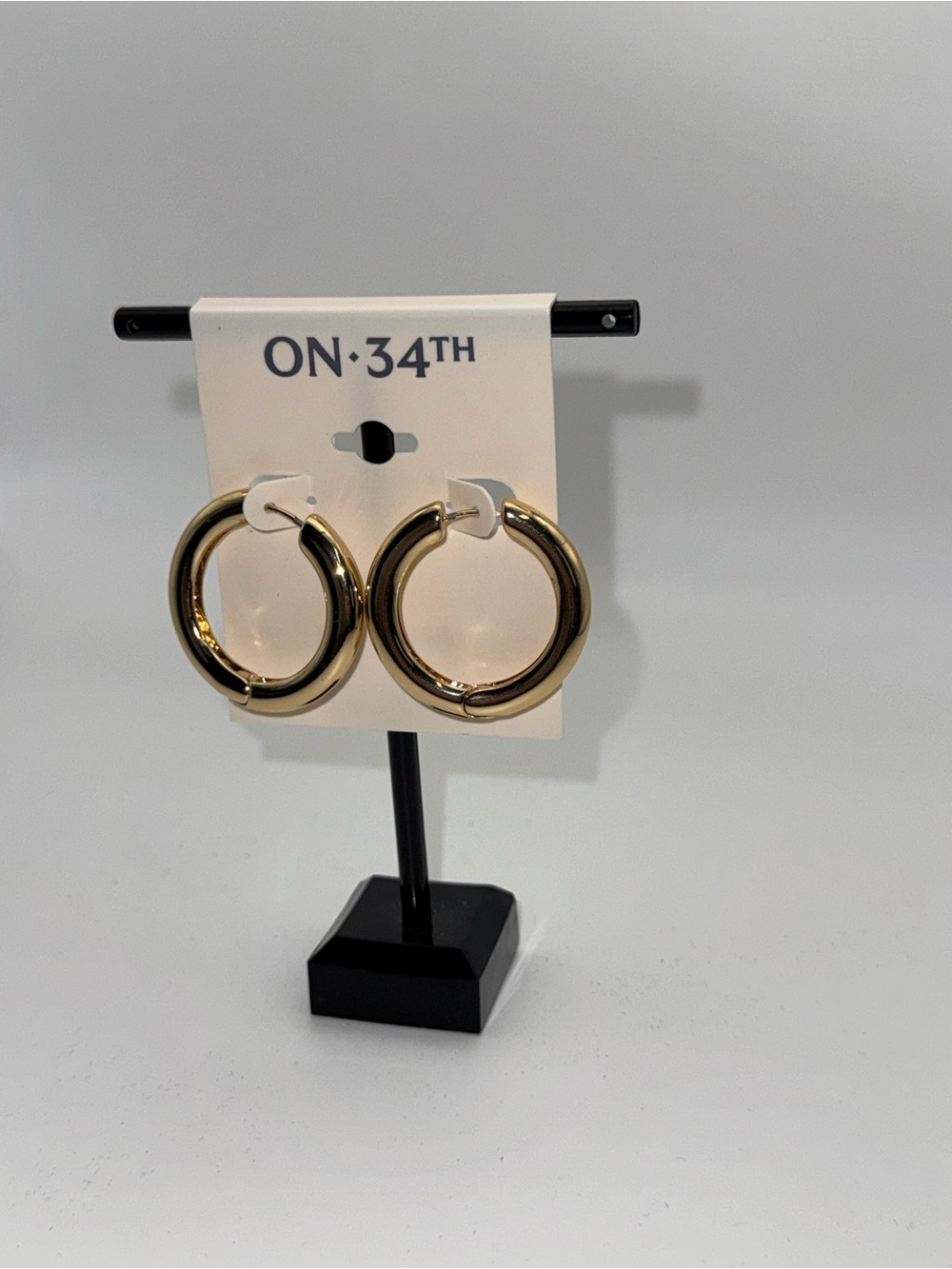 ON·34TH Gold Hoop Earrings — Smooth Shiny Hoops
